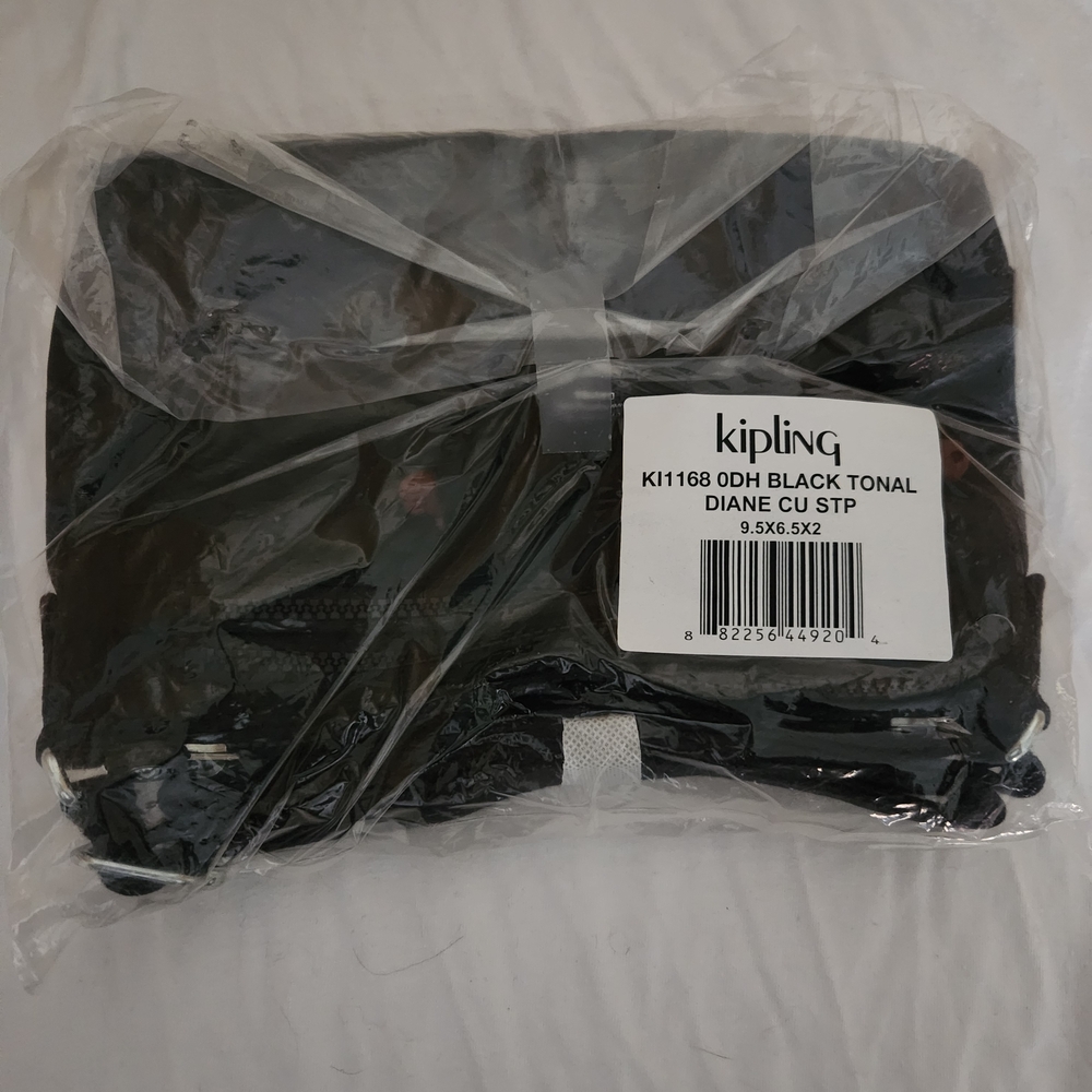 Kipling Diane Crossbody Bag, Black Tonal Compact Purse, NWT